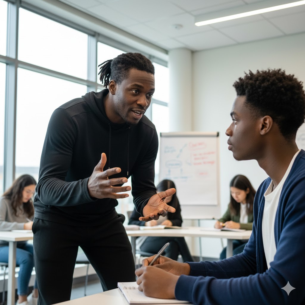 Coach motivant un étudiant